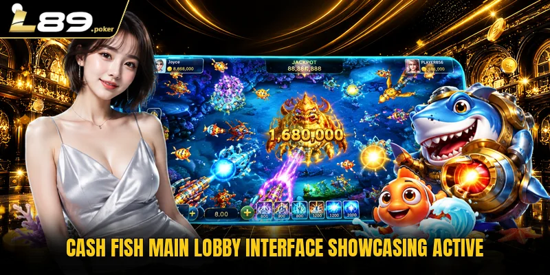 Cash fish main lobby interface showcasing active