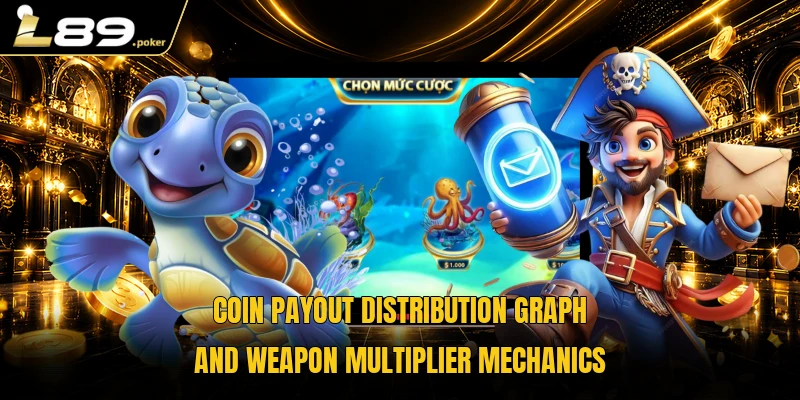 Coin payout distribution graph and weapon multiplier mechanics